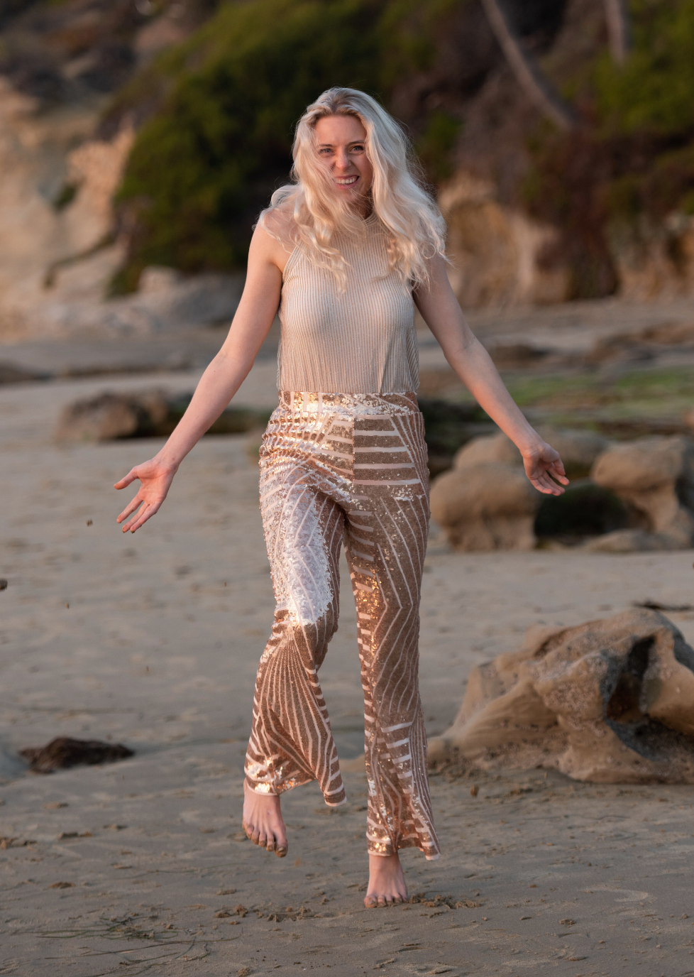 Gold Sequin Flares