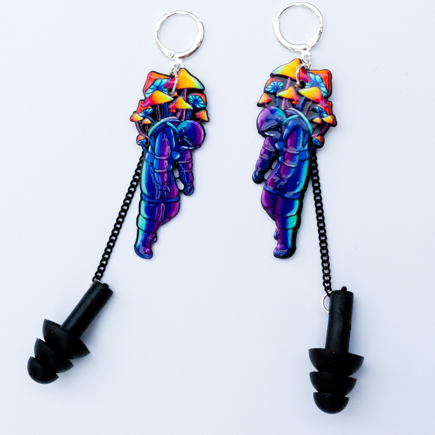 trippy astronaut ear plug earrings