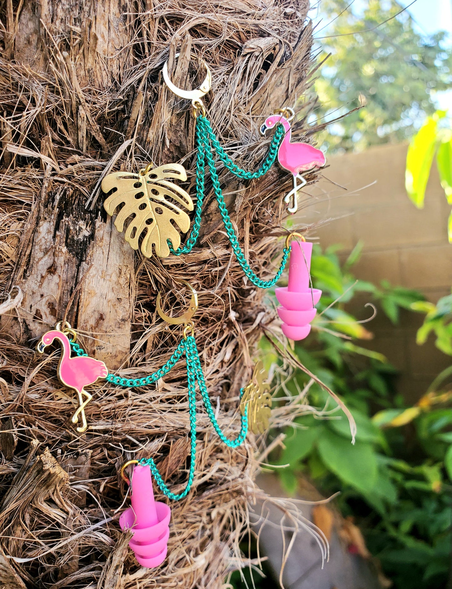 monsterra leaf earplug earrings