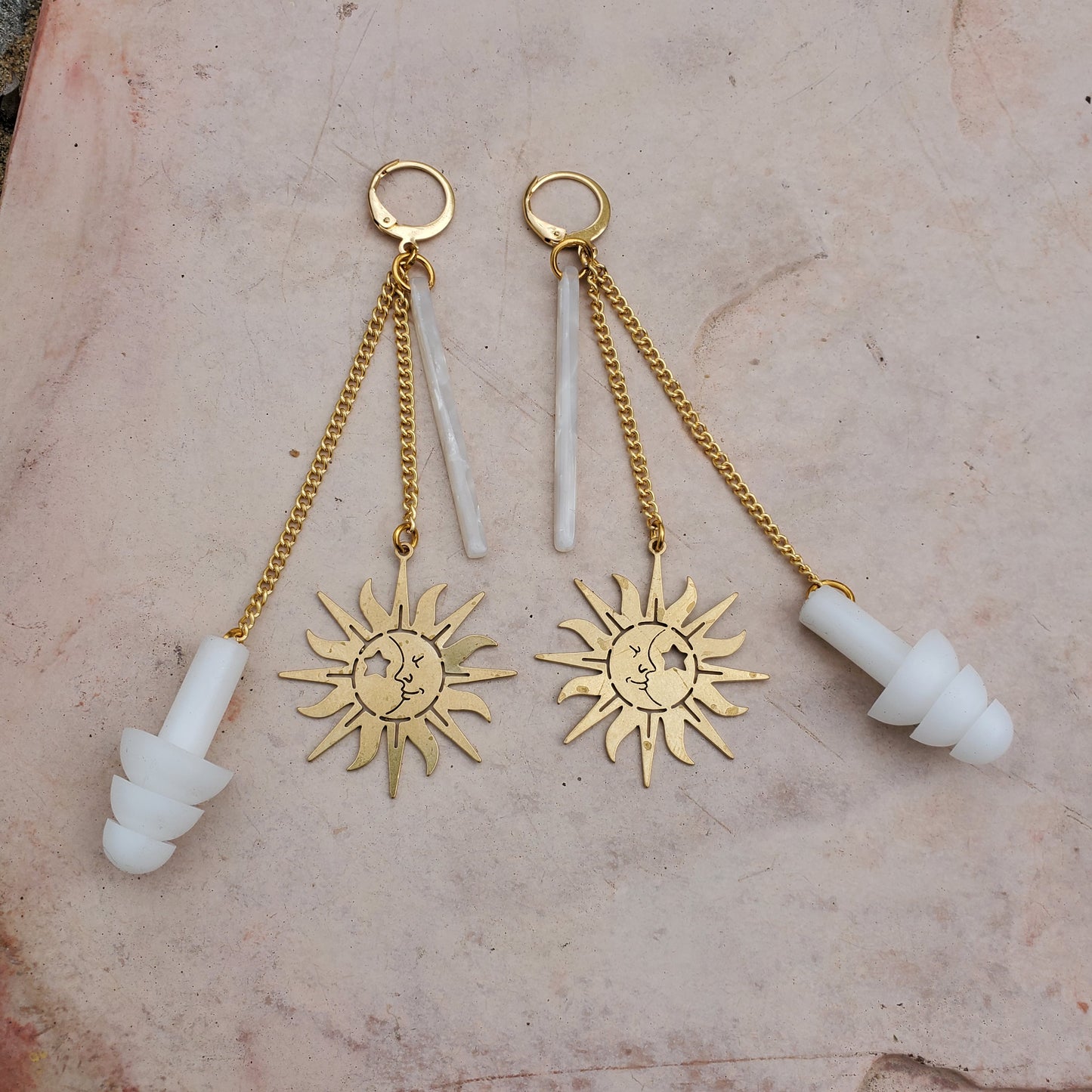 celestial gold ear plug earrings