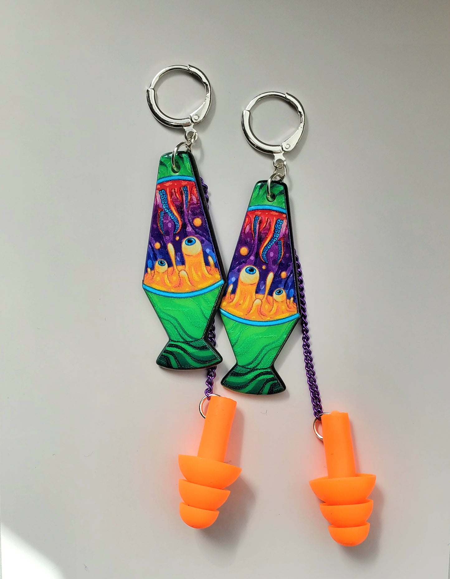 Lava lamp earplug earrings