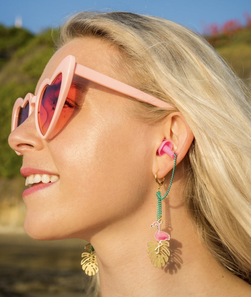 flamingo ear plug earring
