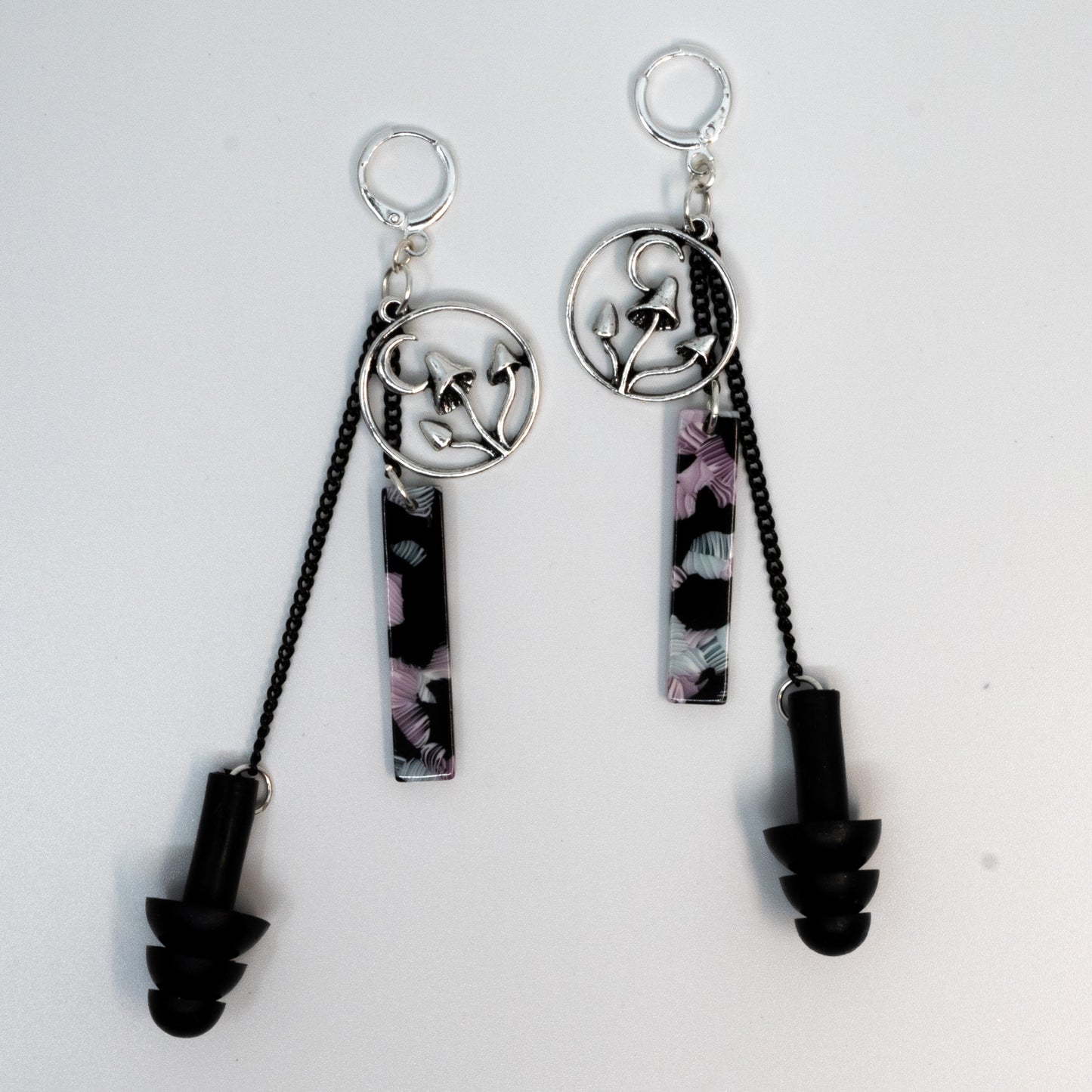 black mushrooms ear plug earrings