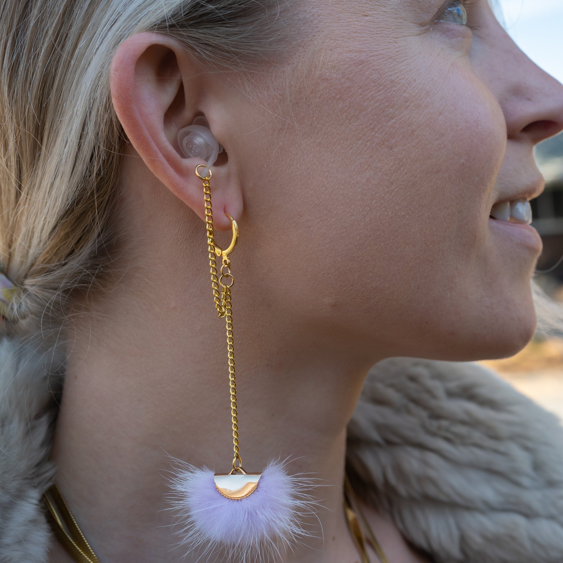 Earplug Earring Purple Fan