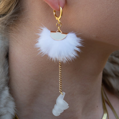 Earplug Earring White Fan