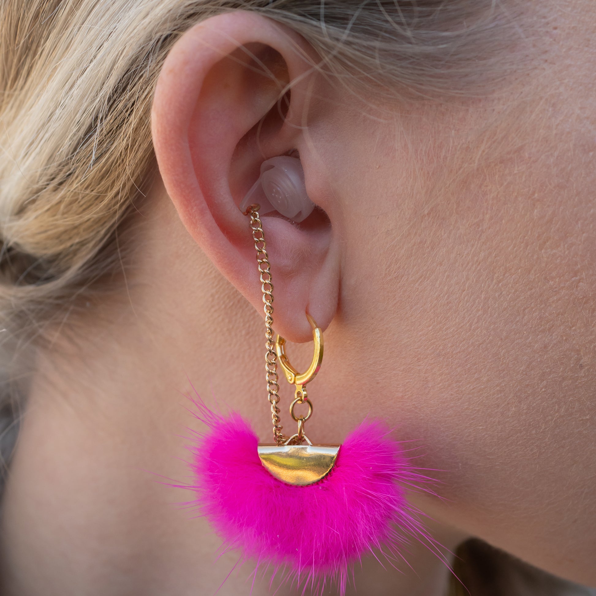 Earplug Earring Pink Fan