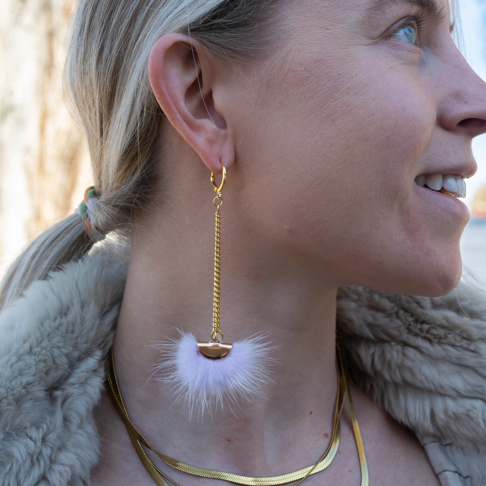 Earplug Earring Purple Fan