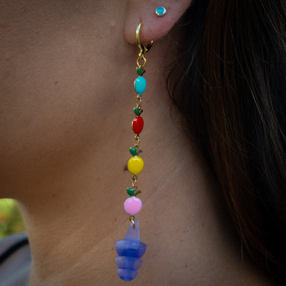 Colorful linked apple single chain earplug earring with high fidelity earplugs for teachers