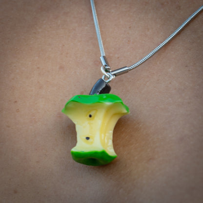 Rotten Apple necklace pendant for teachers Granny Smith