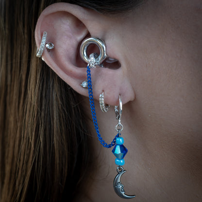 silver rhinestoned attachment for loop earplug earrings