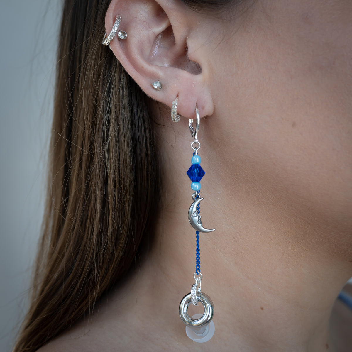 attachments for Loop earplug earrings crescent moon silver