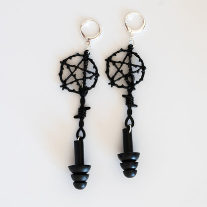 Rave black earplug earrings