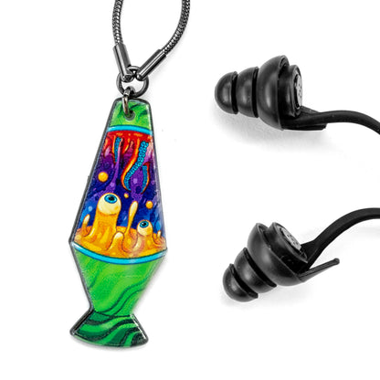 trippy lava lamp retro earplug necklace 