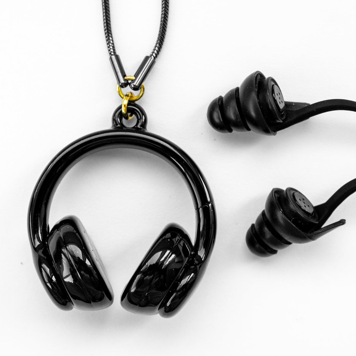 High fidelity earplugs for DJs on necklace